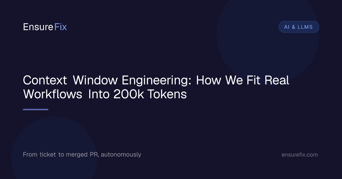 Context Window Engineering: How We Fit Real Workflows Into 200k Tokens, EnsureFix
